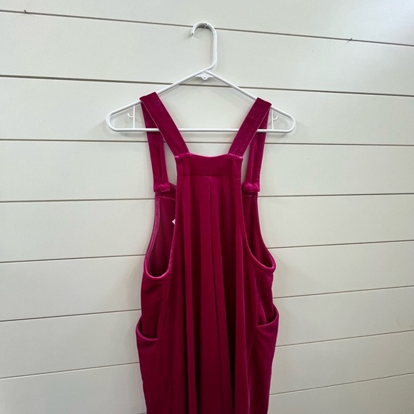 Skies Are Blue Pink Velvet Jumpsuit with Decorative Straps - Picture 9 of 9